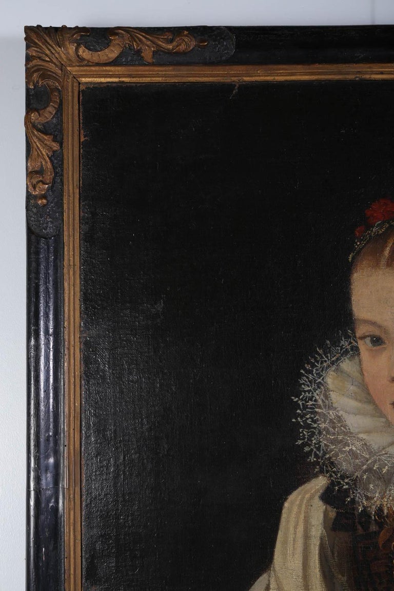 18th Century Oil on Canvas Portrait of a Girl at 1stDibs