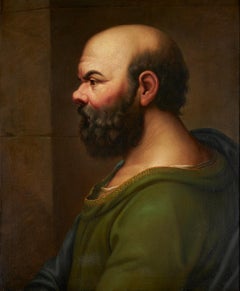 18th Century Italian School Oil on Canvas Portrait of Socrates