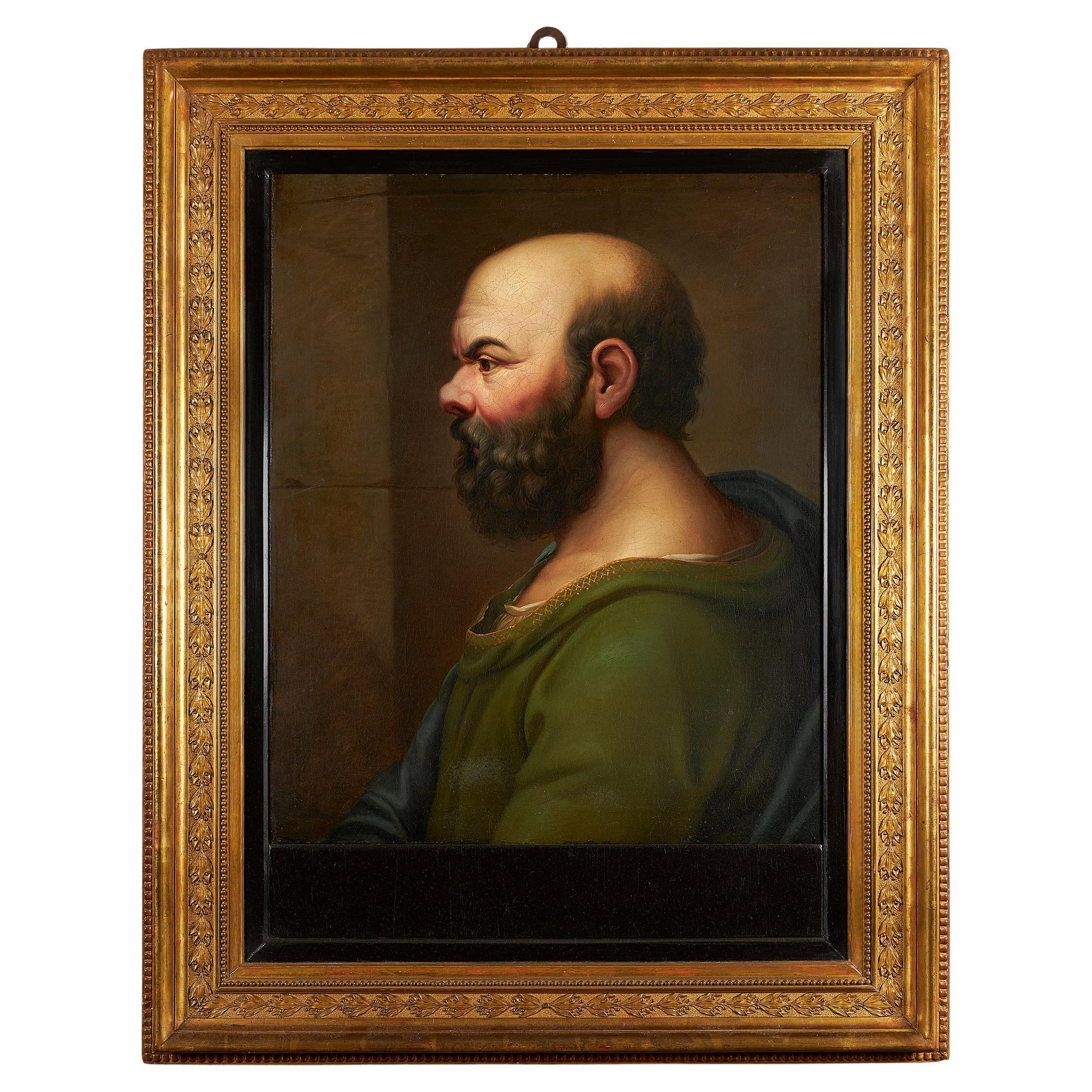 18th Century Oil on Canvas Portrait of Socrates en venta