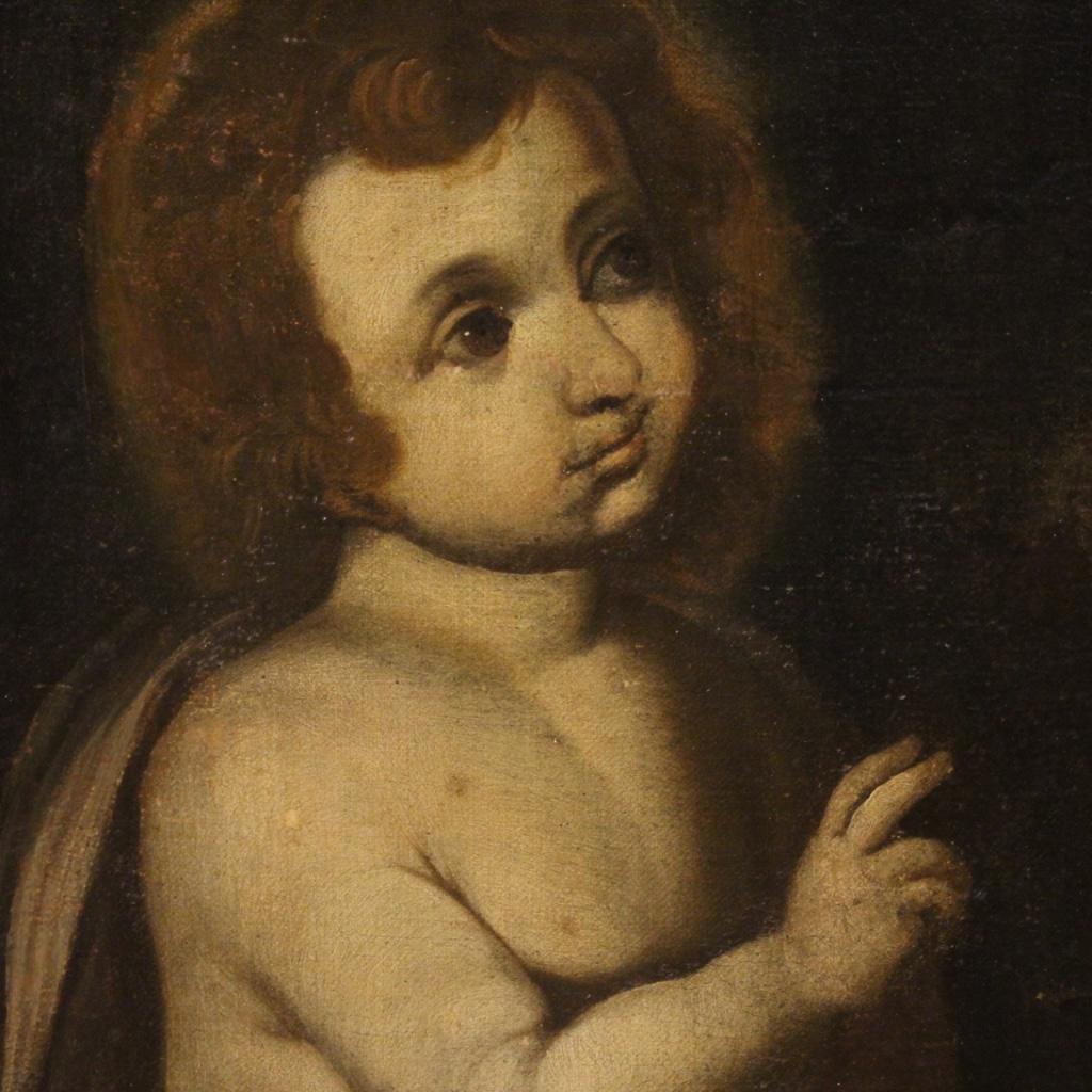 18th Century Oil on Canvas Religious Italian Antique Painting Saint Anthony 1