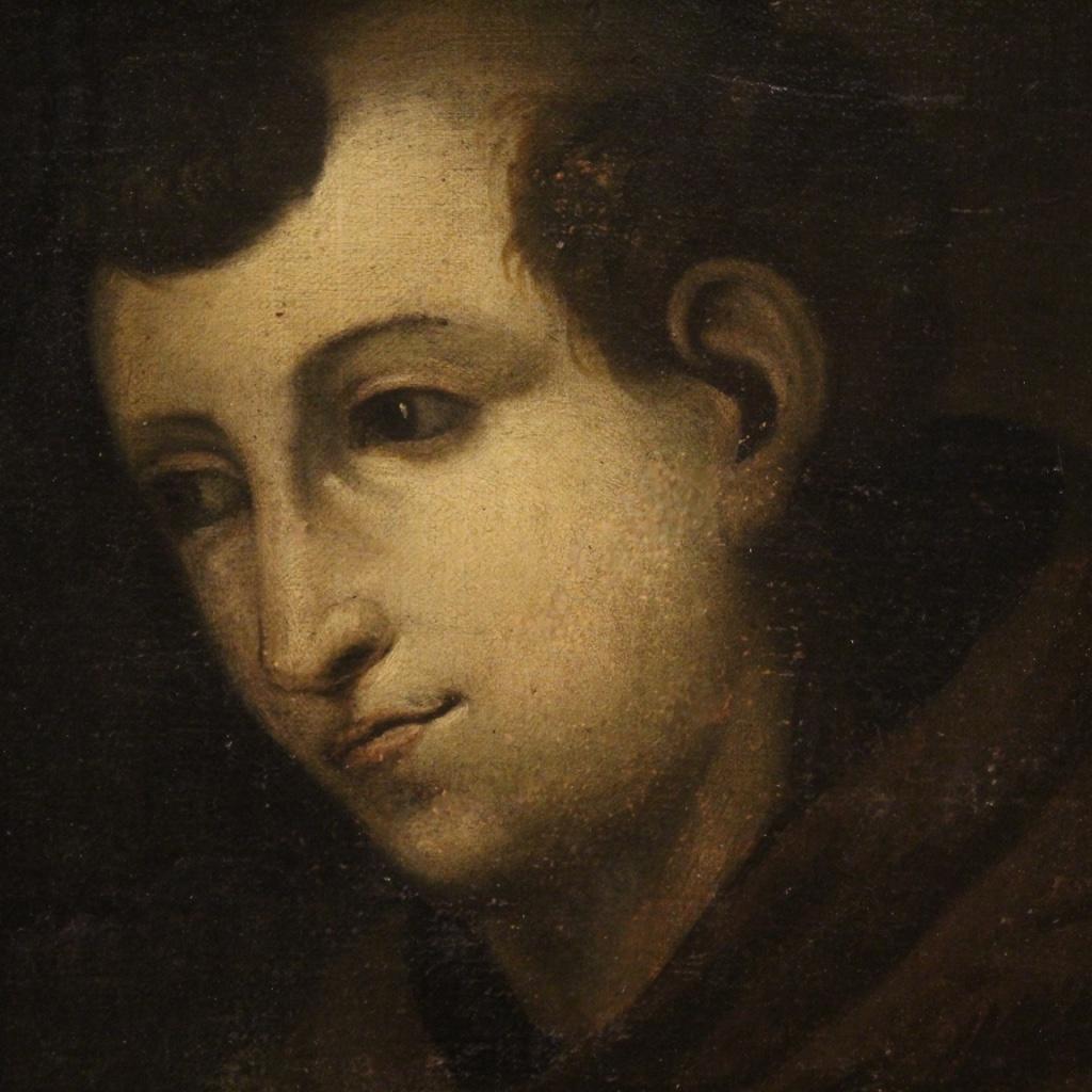 18th Century Oil on Canvas Religious Italian Antique Painting Saint Anthony 2