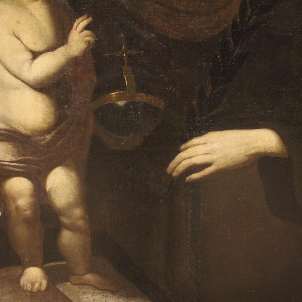 18th Century Oil on Canvas Religious Italian Antique Painting Saint Anthony 3