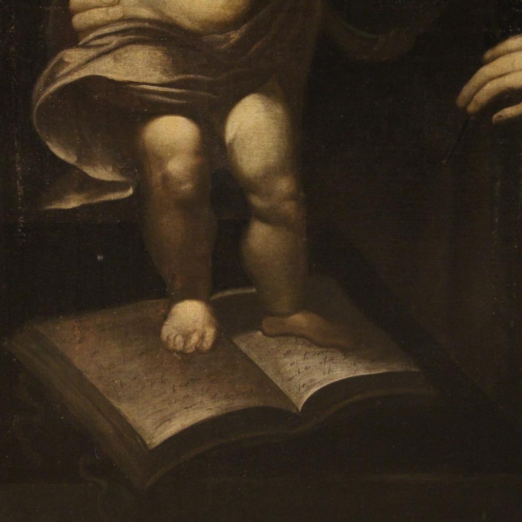 18th Century Oil on Canvas Religious Italian Antique Painting Saint Anthony 5