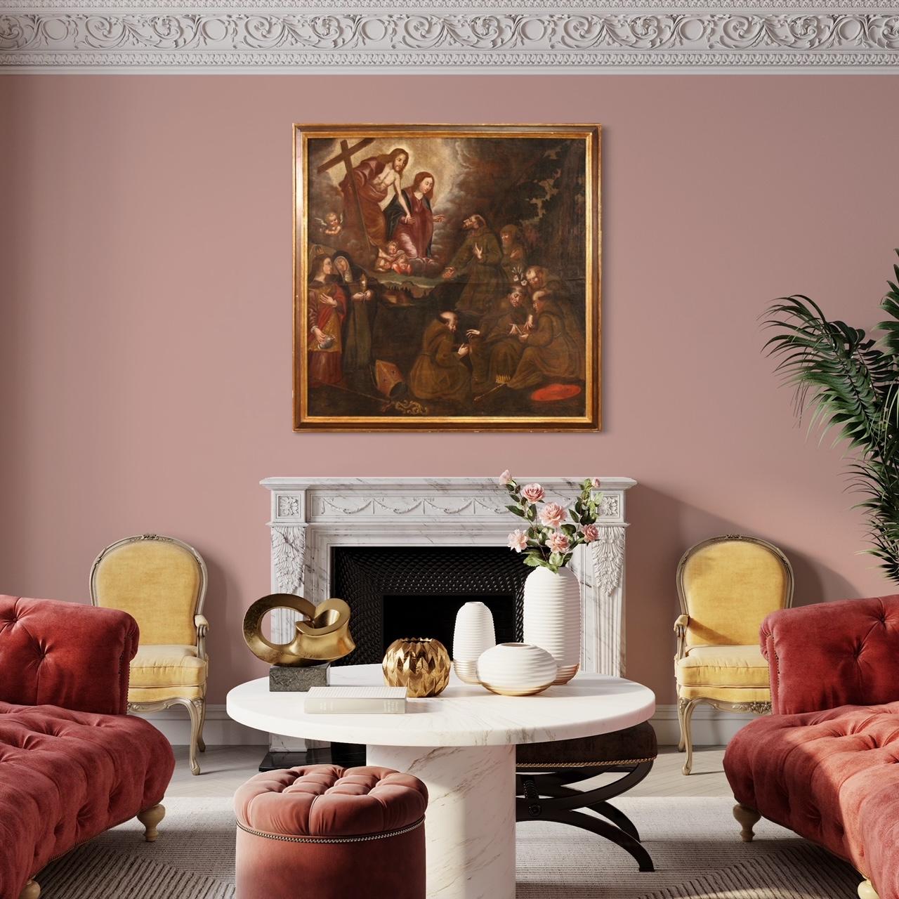 18th Century Oil on Canvas Spanish Antique Religious Painting, 1730 im Zustand „Gut“ im Angebot in Vicoforte, Piedmont