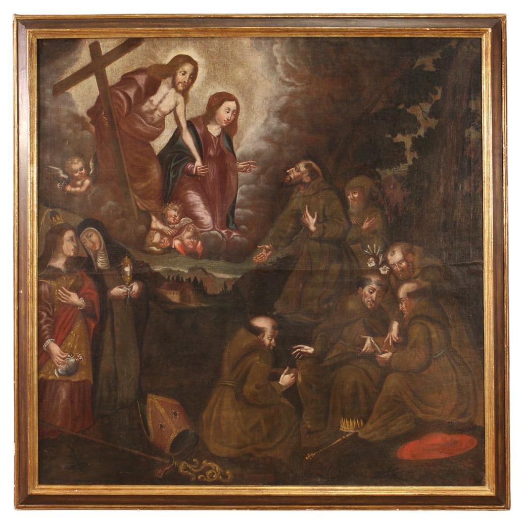 18th Century Oil on Canvas Spanish Antique Religious Painting, 1730