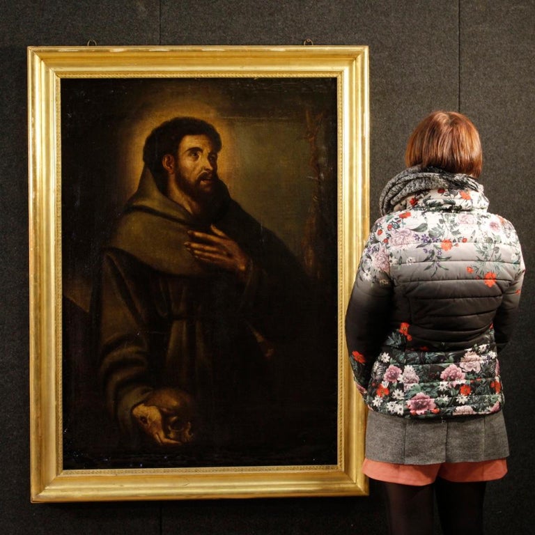 18th Century Oil on Canvas Spanish Religious Painting Saint Francis, 1780 For Sale at 1stDibs