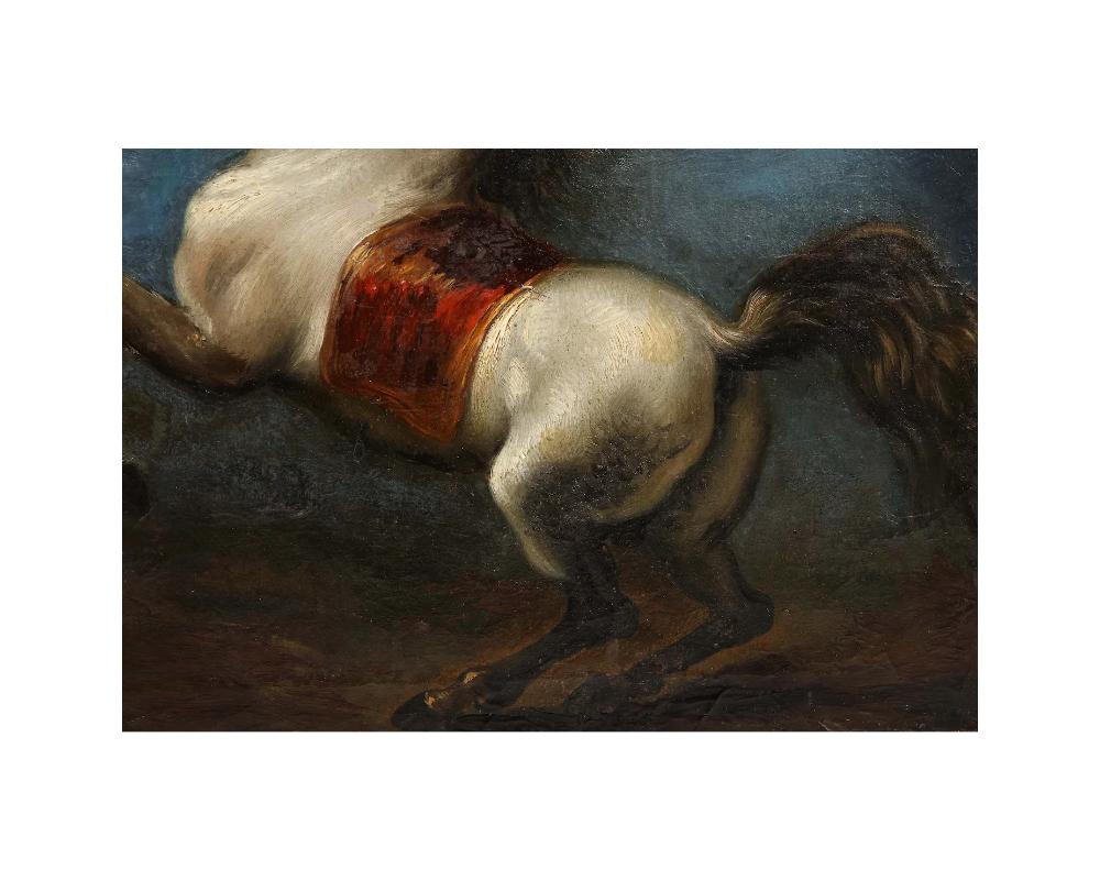 18th Century Oil on Canvas Study of Arabian White Stallion Horse Attributed T In Good Condition For Sale In New York, NY