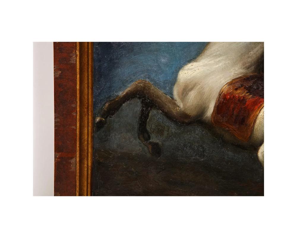 18th Century and Earlier 18th Century Oil on Canvas Study of Arabian White Stallion Horse Attributed T For Sale