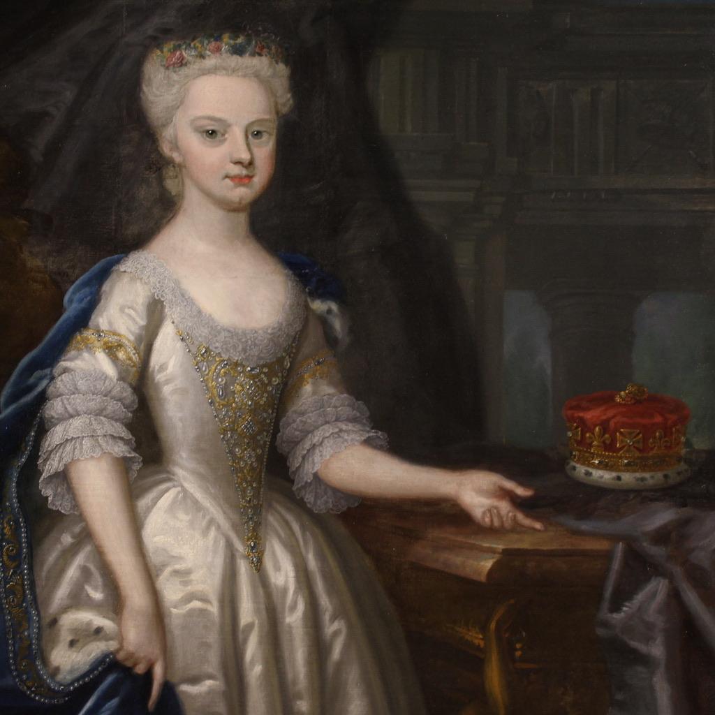 18. Jahrhundert Öl auf Cavas Antike Malerei Prinzessin Porträt, 1730 im Angebot 4