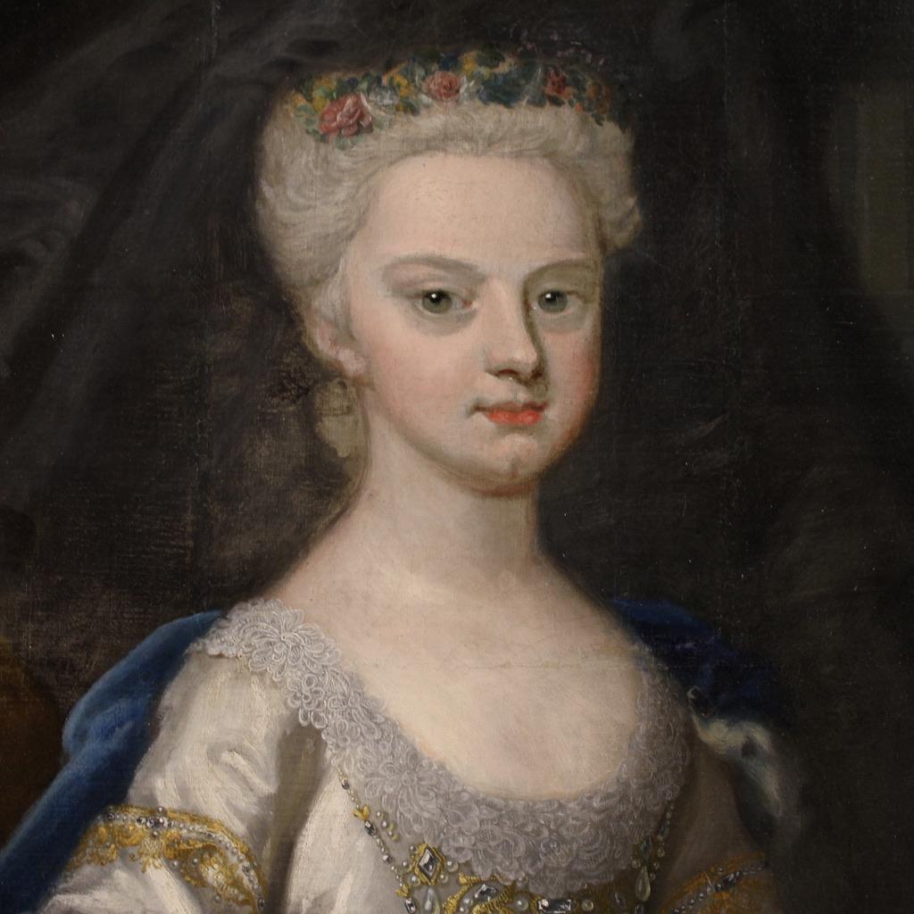 18. Jahrhundert Öl auf Cavas Antike Malerei Prinzessin Porträt, 1730 im Angebot 5