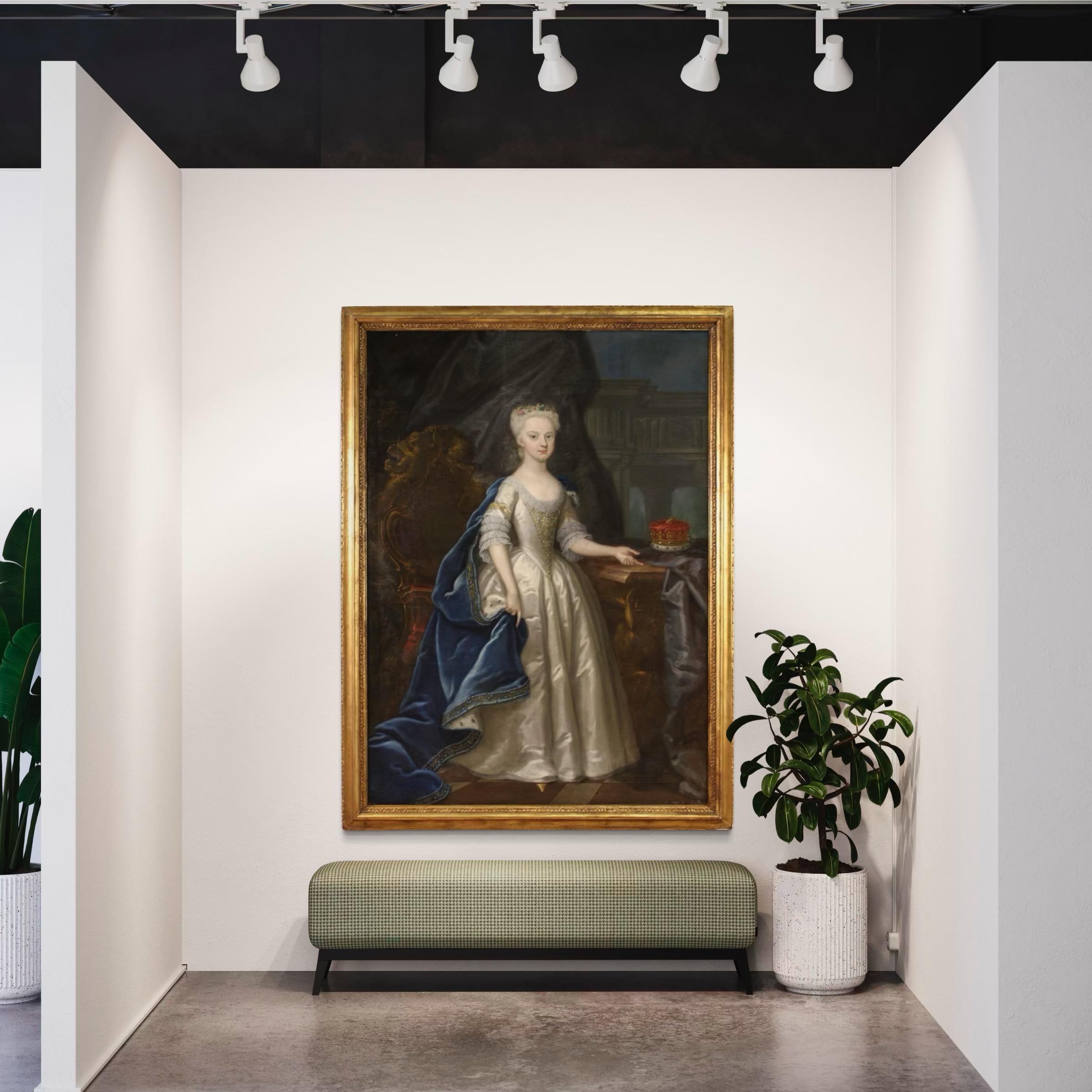 18. Jahrhundert Öl auf Cavas Antike Malerei Prinzessin Porträt, 1730 (Leinwand) im Angebot
