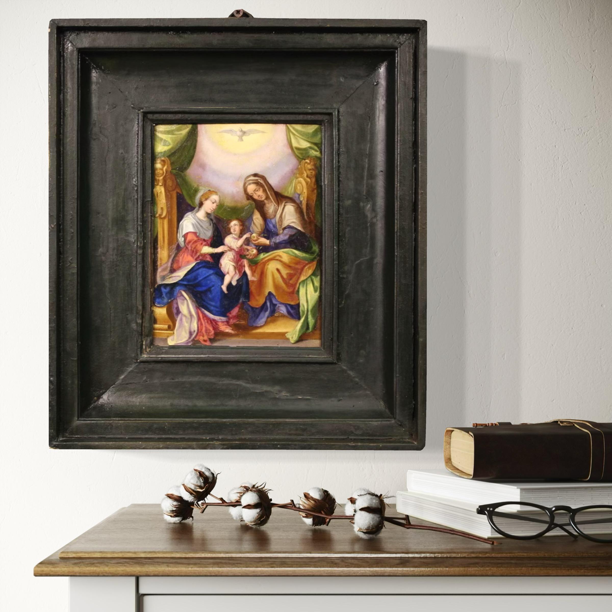 18th Century Oil on Copper Italian Antique Religious Painting, 1740 (Mid-18th Century) im Angebot