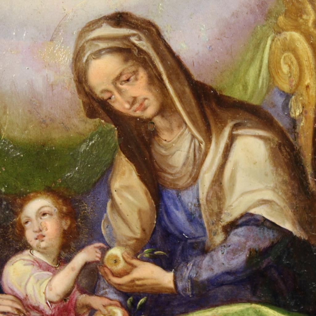 18th Century Oil on Copper Italian Antique Religious Painting, 1740 (Kupfer) im Angebot