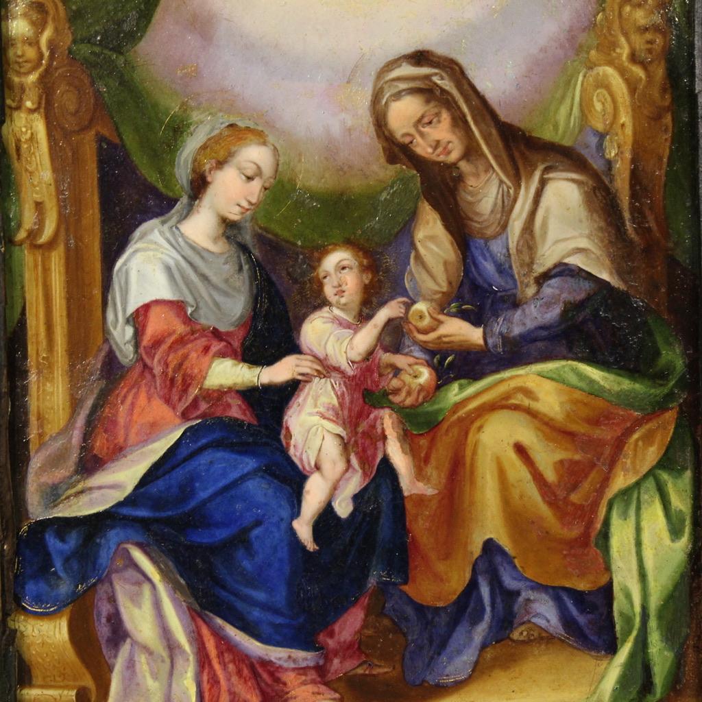 18th Century Oil on Copper Italian Antique Religious Painting, 1740 im Angebot 1
