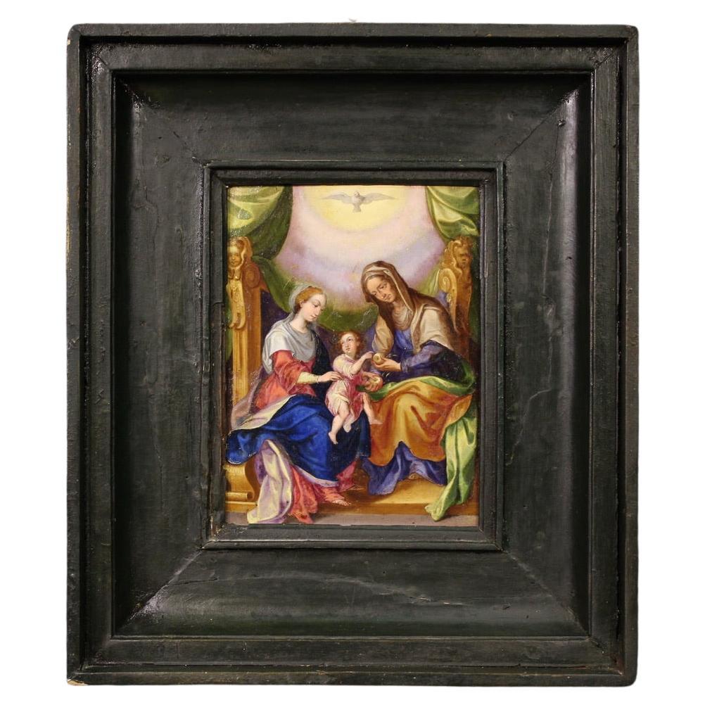 18th Century Oil on Copper Italian Antique Religious Painting, 1740