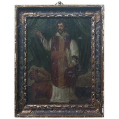 18th Century Oil on Copper Painting St Dominic and the Taming of the Devil