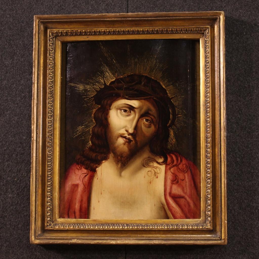 18th Century Oil on Oak Panel Flemish Antique Religious Painting Ecce Homo, 1720 7