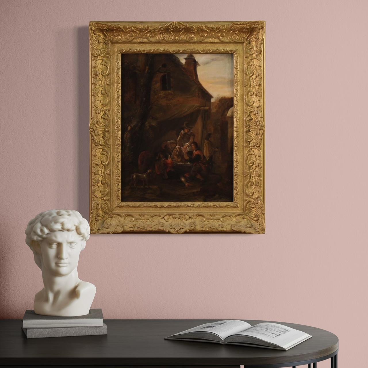 siglo XVIII Óleo sobre tabla Pintura flamenca antigua Jugadores de cartas, 1750 en venta 6