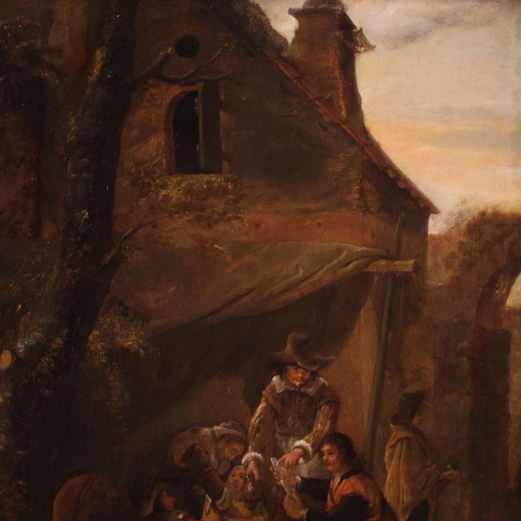 siglo XVIII Óleo sobre tabla Pintura flamenca antigua Jugadores de cartas, 1750 Aceitado en venta