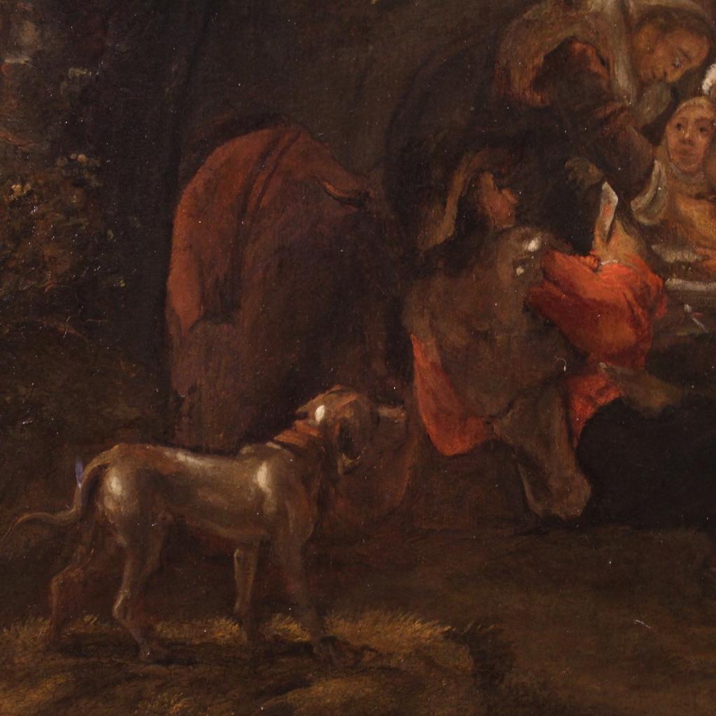 siglo XVIII Óleo sobre tabla Pintura flamenca antigua Jugadores de cartas, 1750 Madera en venta