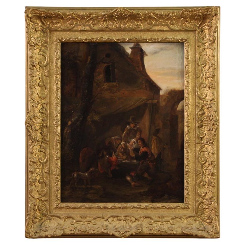 siglo XVIII Óleo sobre tabla Pintura flamenca antigua Jugadores de cartas, 1750 en venta