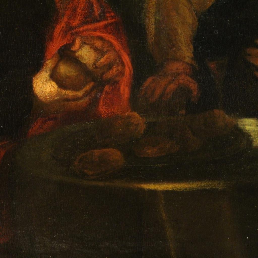 huile sur panneau du 18e siècle Peinture religieuse ancienne flamande Souper à Emmaüs  en vente 9