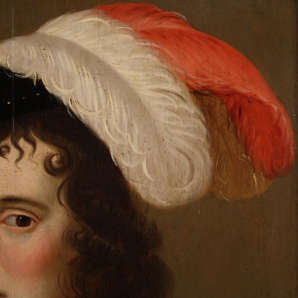 18th Century Oil on Panel Flemish Painting Portrait of a Noblewoman, 1720 3