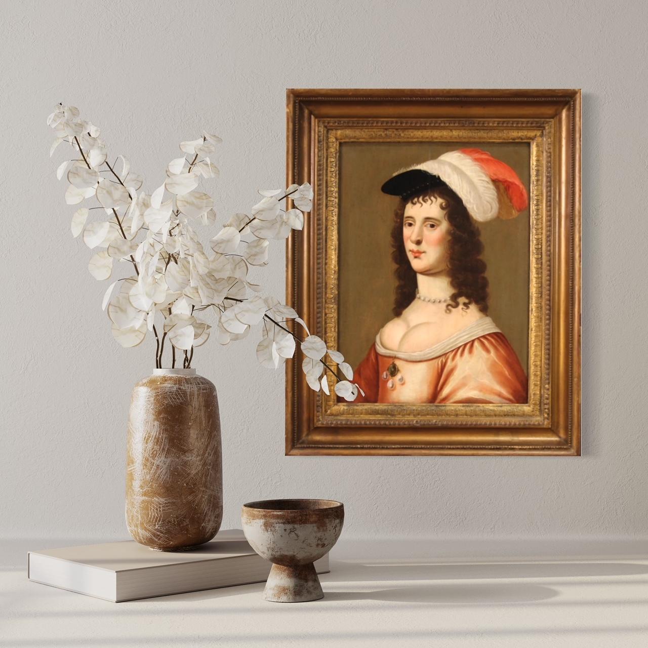 18th Century Oil on Panel Flemish Painting Portrait of a Noblewoman, 1720 6