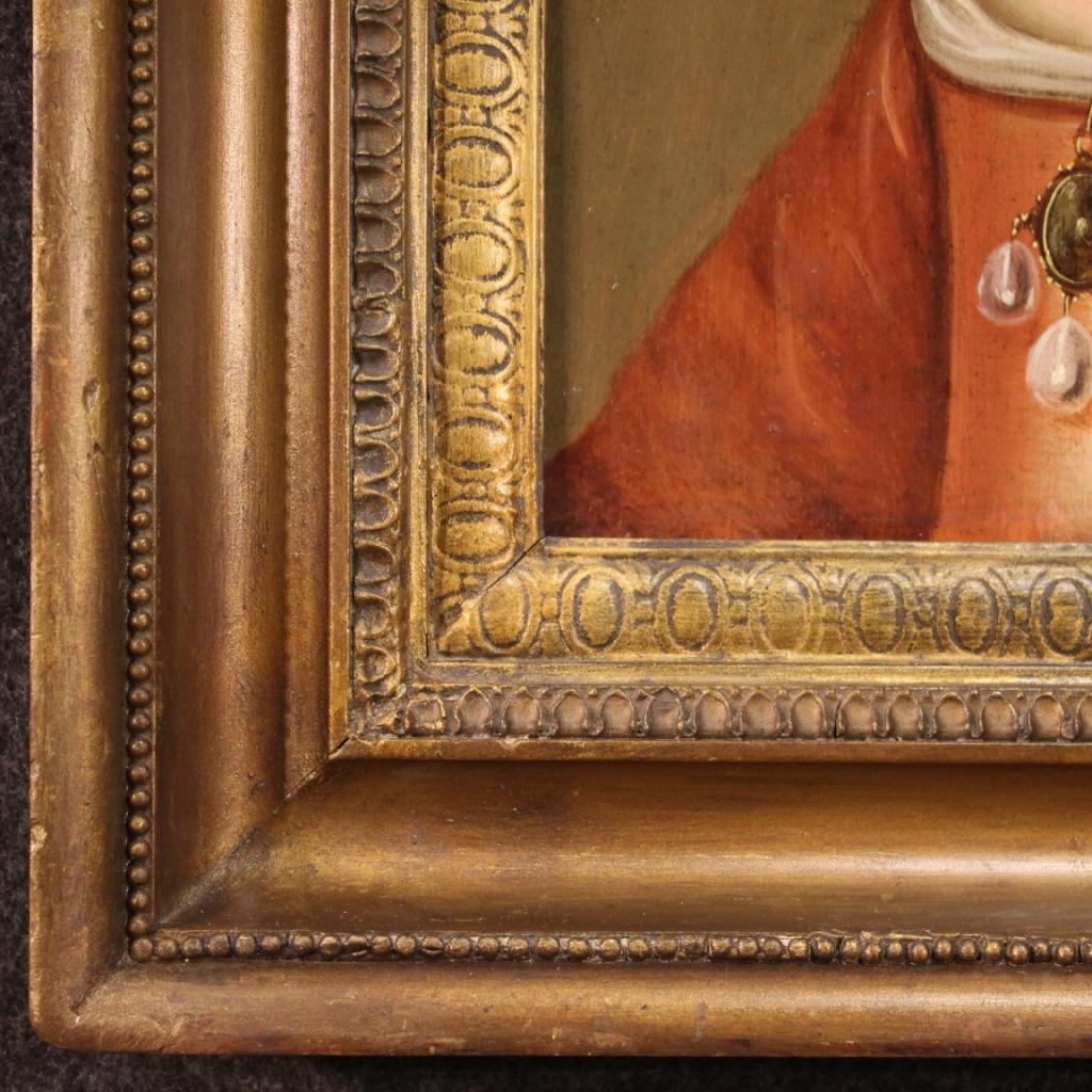 18th Century Oil on Panel Flemish Painting Portrait of a Noblewoman, 1720 2