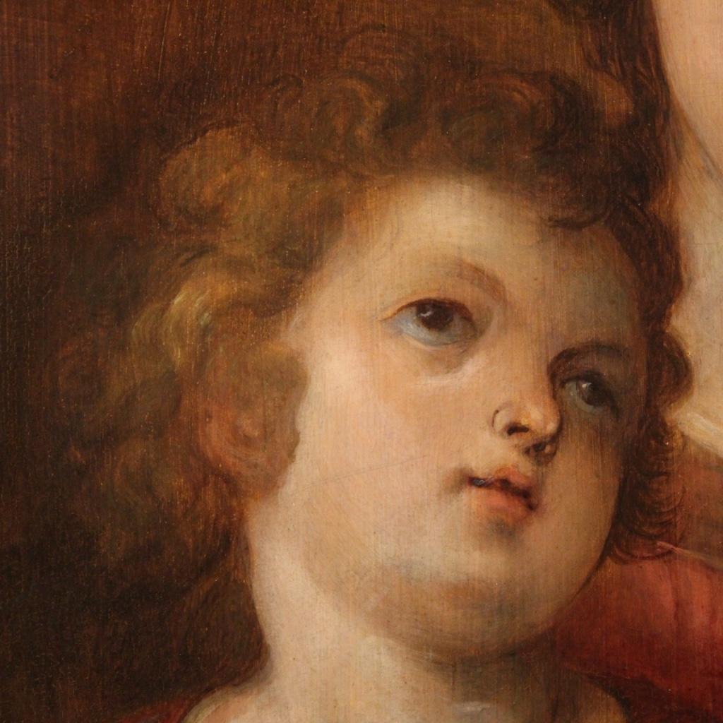 18th Century Oil on Panel Italian Religious Painting Virgin Mary, 1720 5
