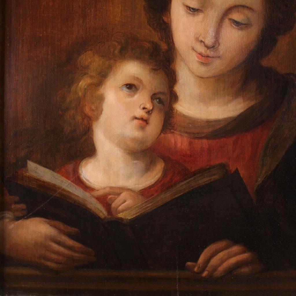 18th Century Oil on Panel Italian Religious Painting Virgin Mary, 1720 2