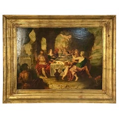 18th Century Oil on Panel, The Feast