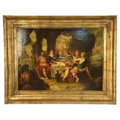18th Century Oil on Panel, The Feast