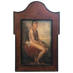 Antique 19th Century Oil on Tin of a Youthful Young Man