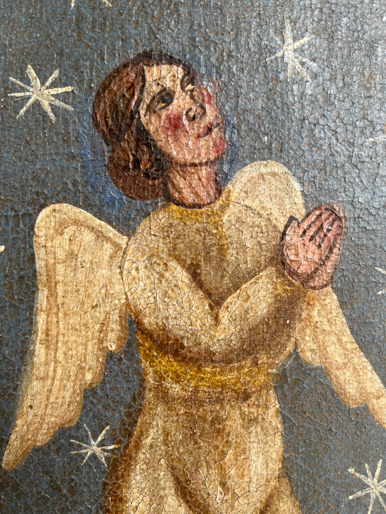 18th Century Oil on Wood Paintings of Angels In Good Condition For Sale In Lisboa, PT
