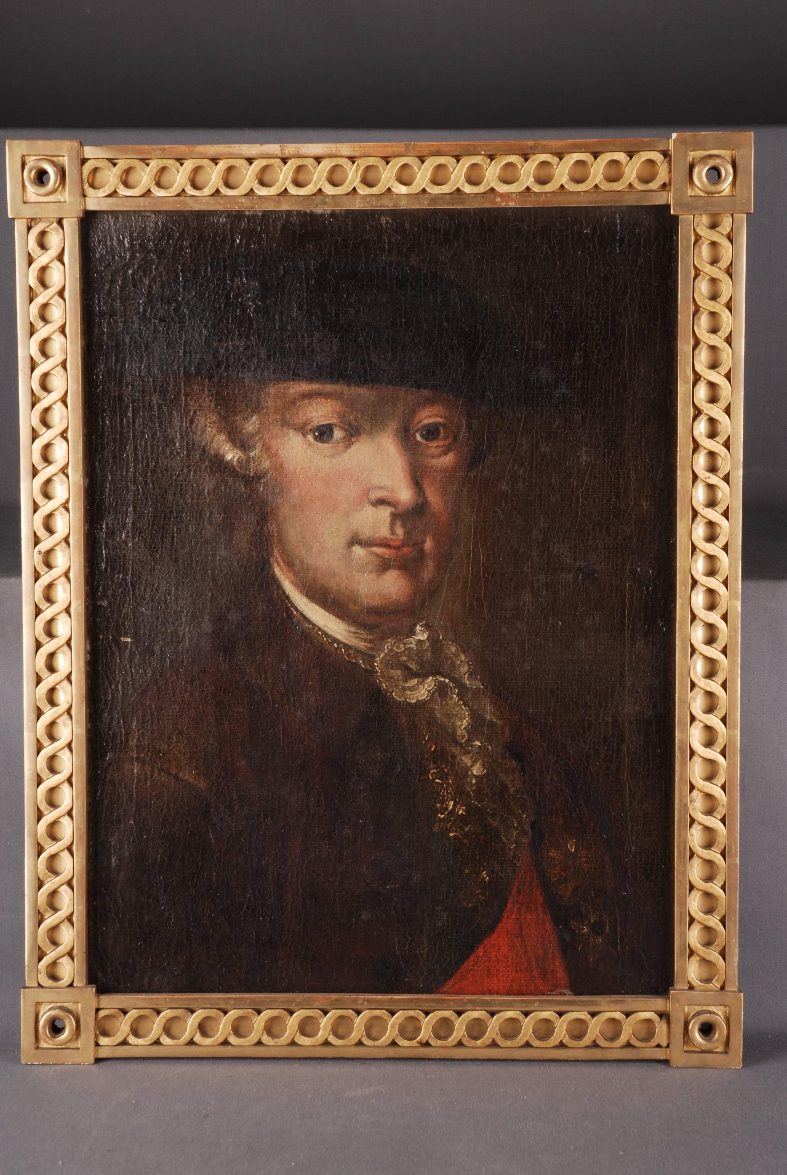 Oil on canvas, very old doublierung. Historic original condition with patina, polished Louis XVI frame.

(S-101).