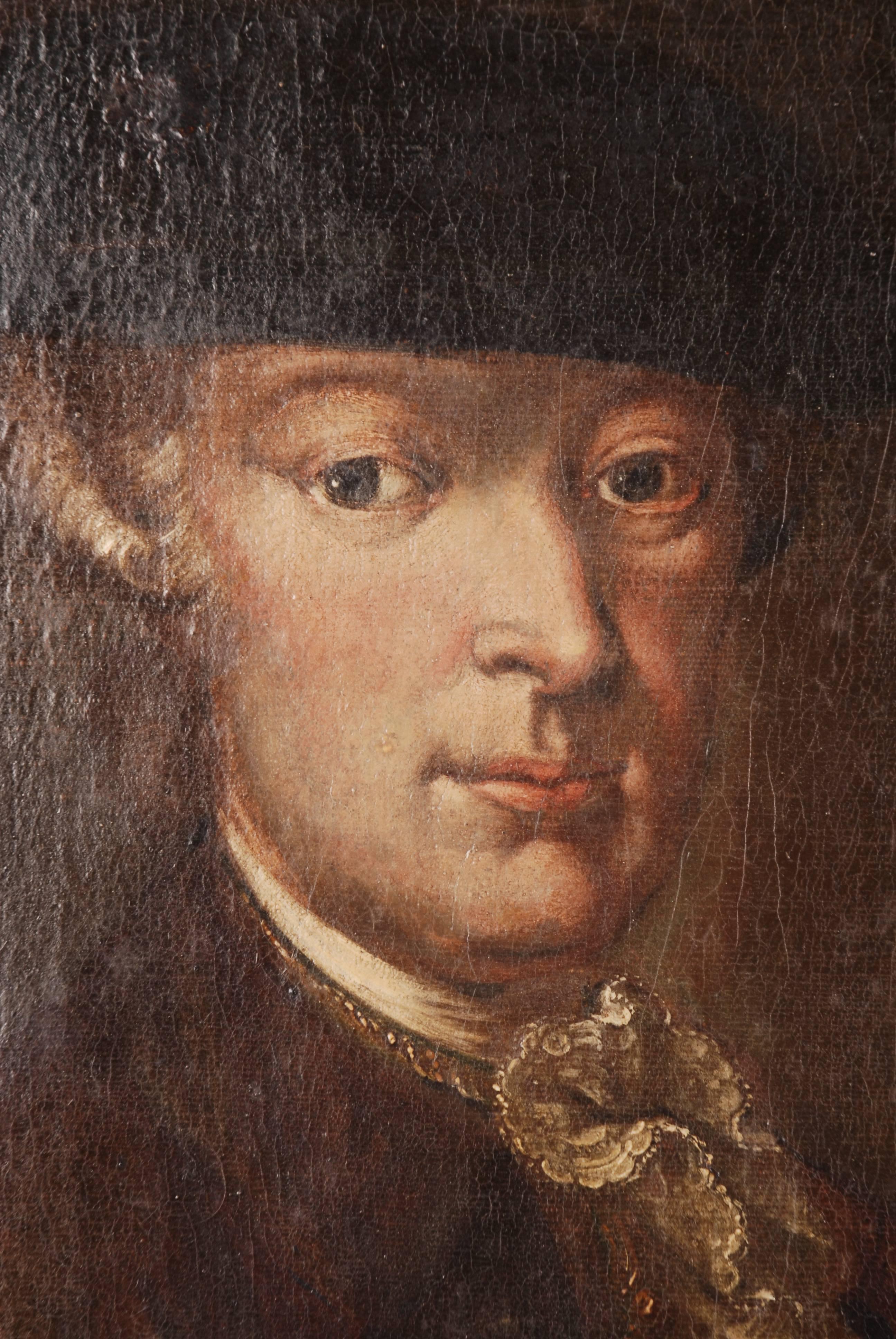 Baroque 18th Century Oil Paint Portrait by Friedrich Wilhelm von Haugwitz