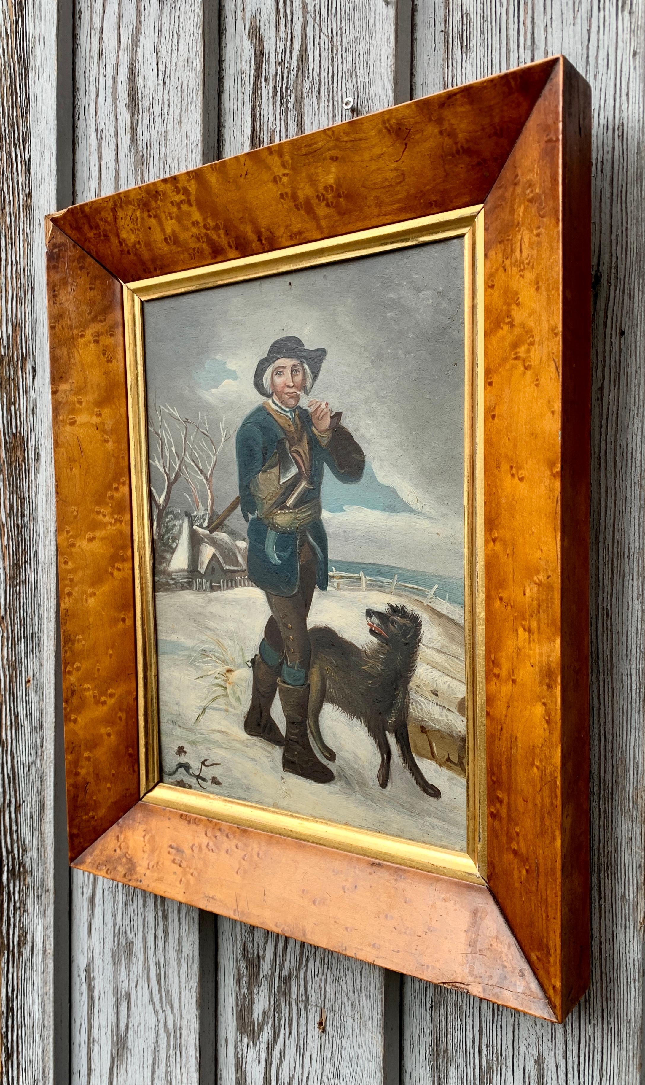 18th Century Oil Painting by George Morland of a MN with a Dog In Good Condition In Haddonfield, NJ