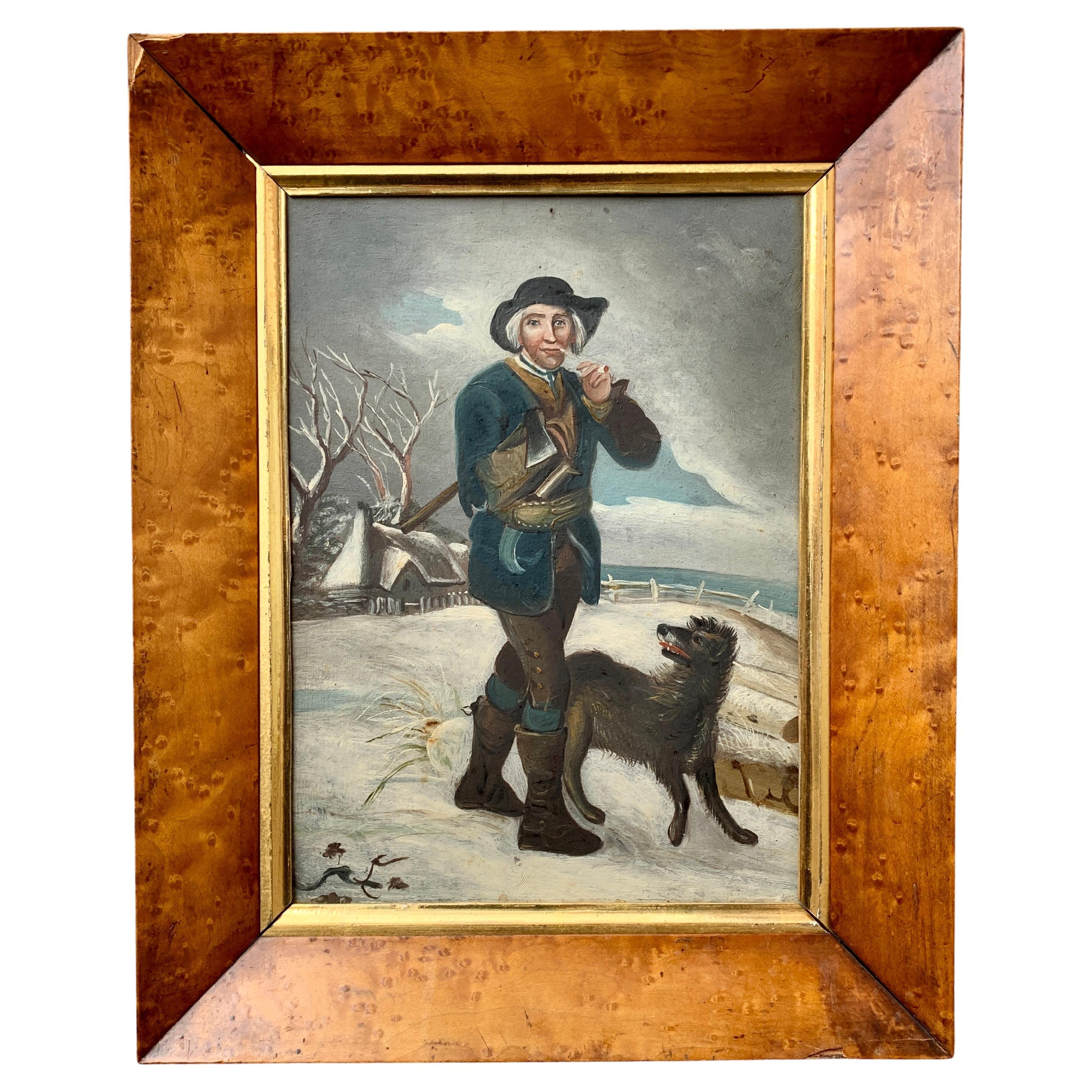 18th Century Oil Painting by George Morland of a MN with a Dog