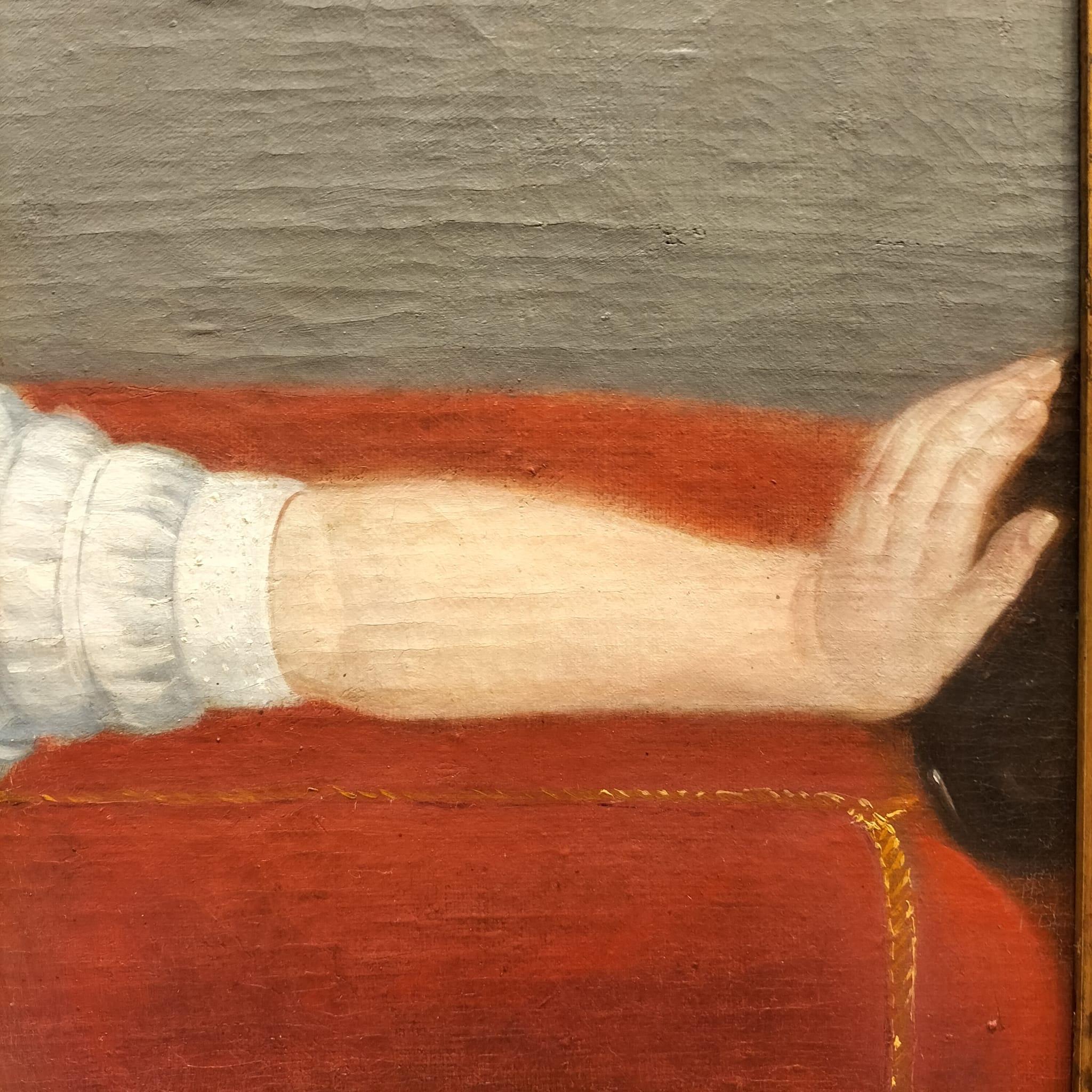 Peinture à l'huile du 18e siècle représentant un enfant avec un tambourin marchant sur une panthère Bon état - En vente à NICE, FR