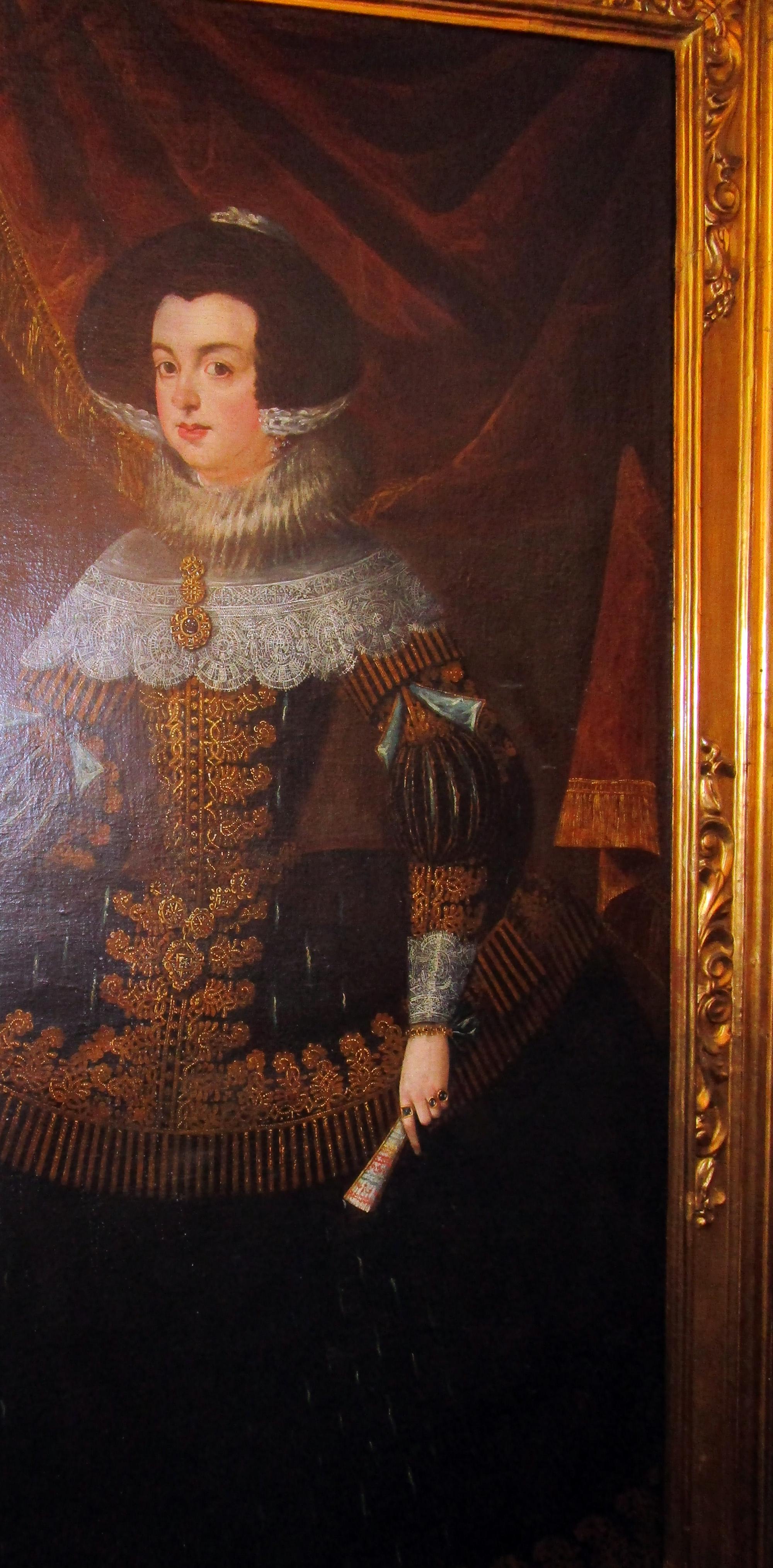 Painted 18th Century Oil Painting of Queen Isabella of Monumental Size