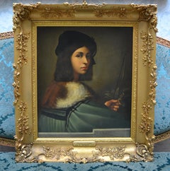 18th Century Oil Painting of the Violinist After Raphael/Sebastiano Del Piombo