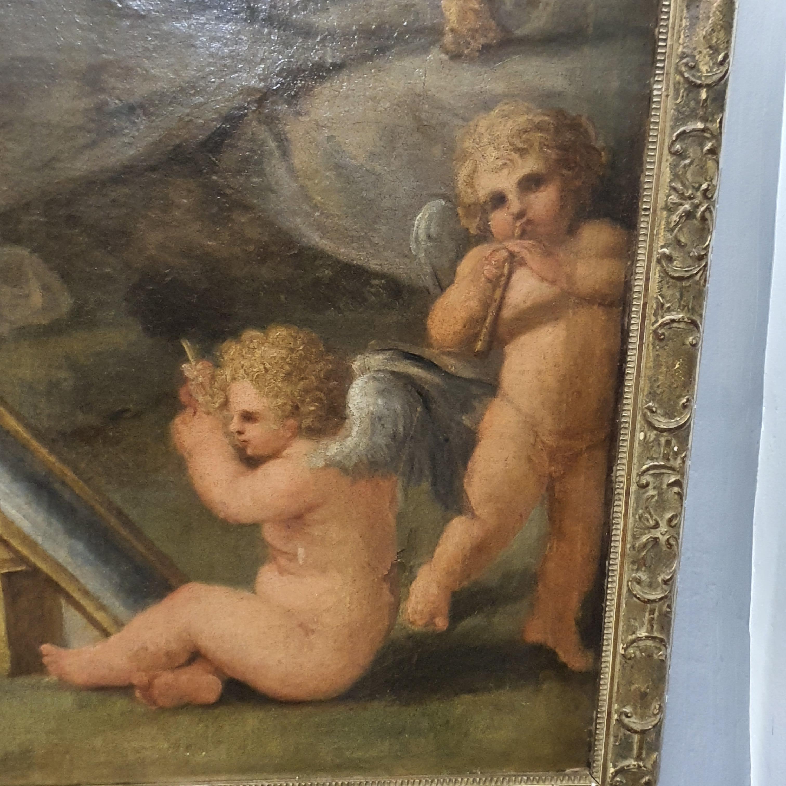 18th Century Oil Painting on Canvas Mythological Scene Venus and Adonis For Sale 4