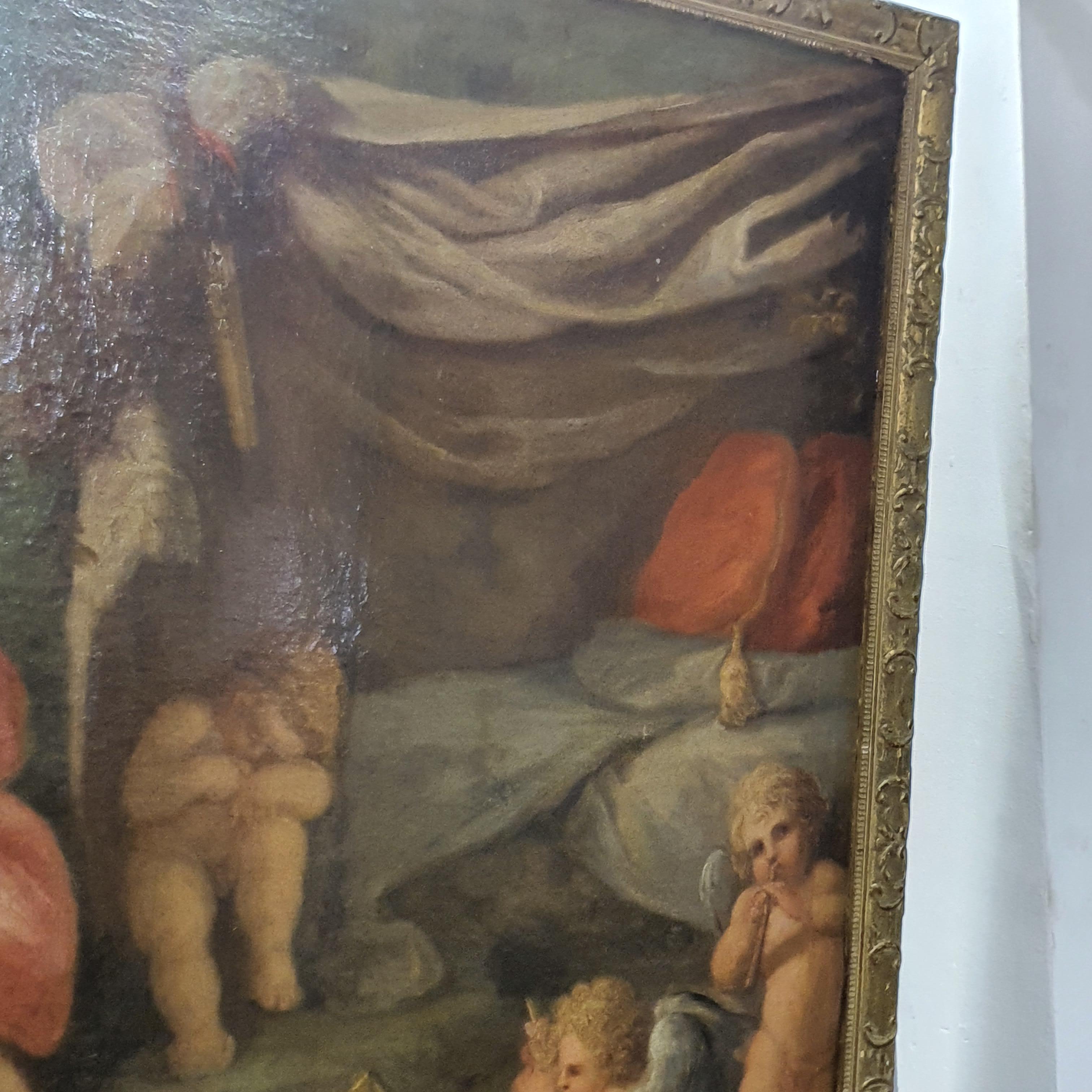 18th Century Oil Painting on Canvas Mythological Scene Venus and Adonis For Sale 5