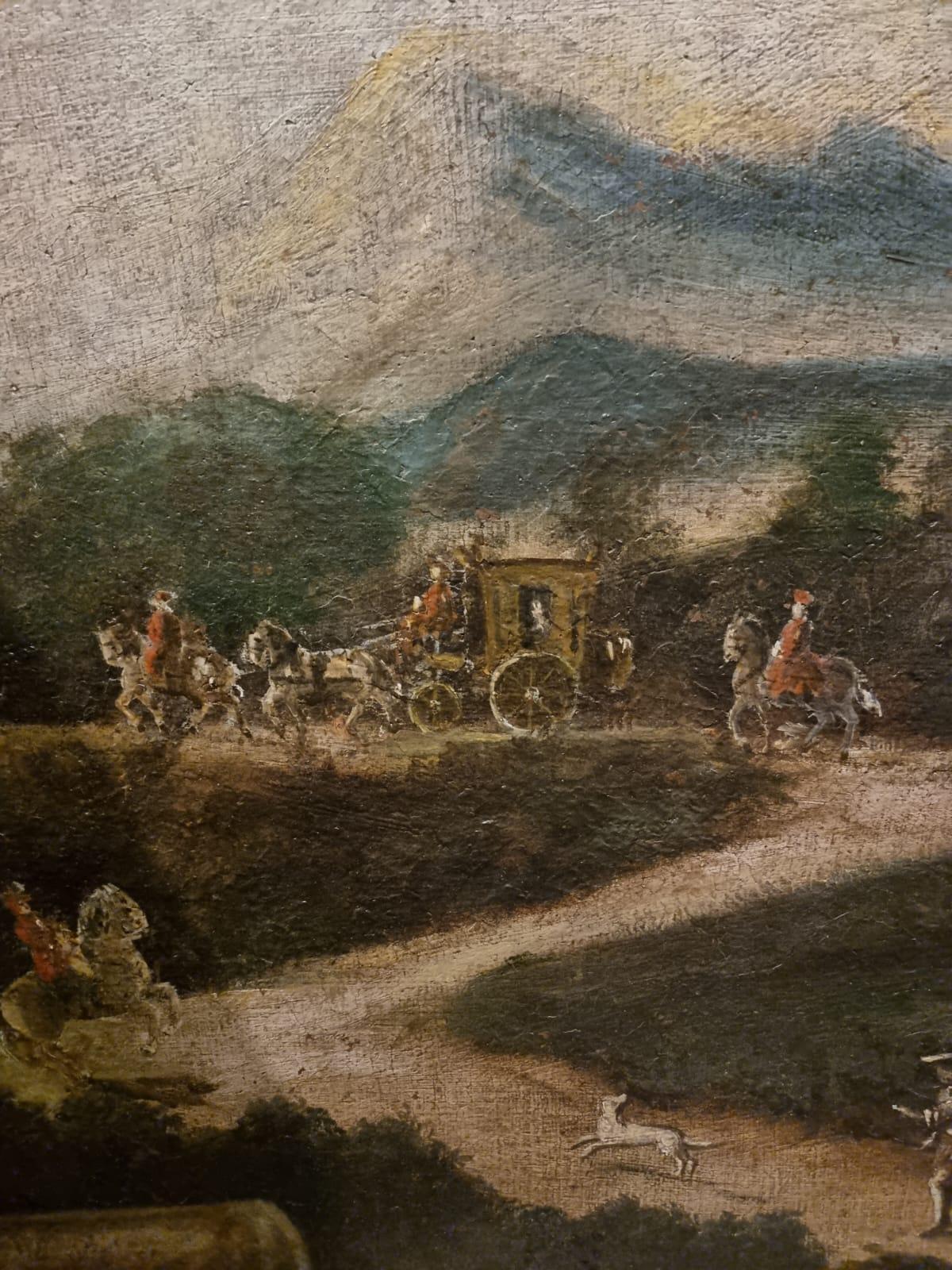 Italian peinture à l'huile sur toile du 18e siècle représentant un paysage en vente