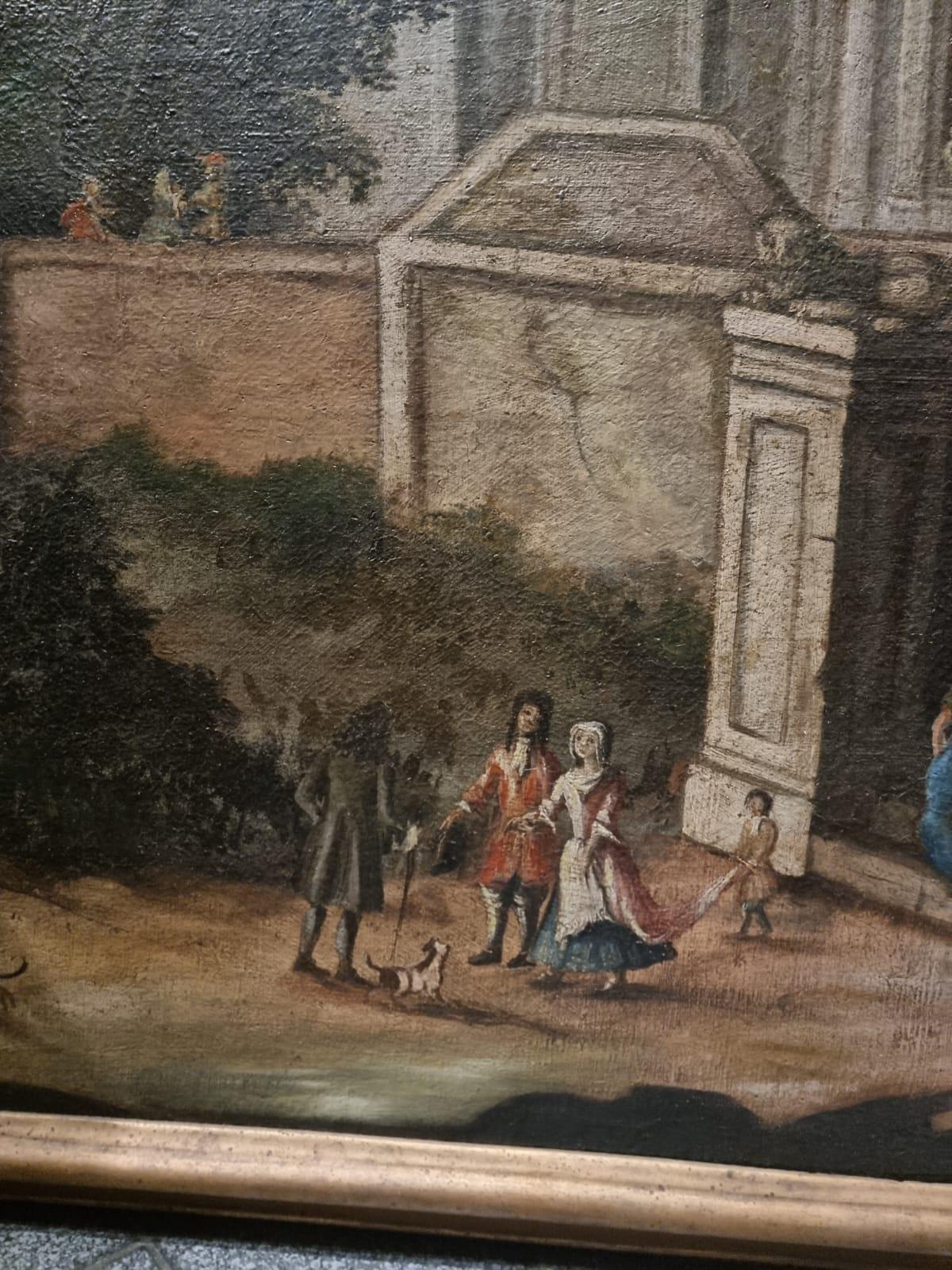 18th Century and Earlier peinture à l'huile sur toile du 18e siècle représentant un paysage en vente