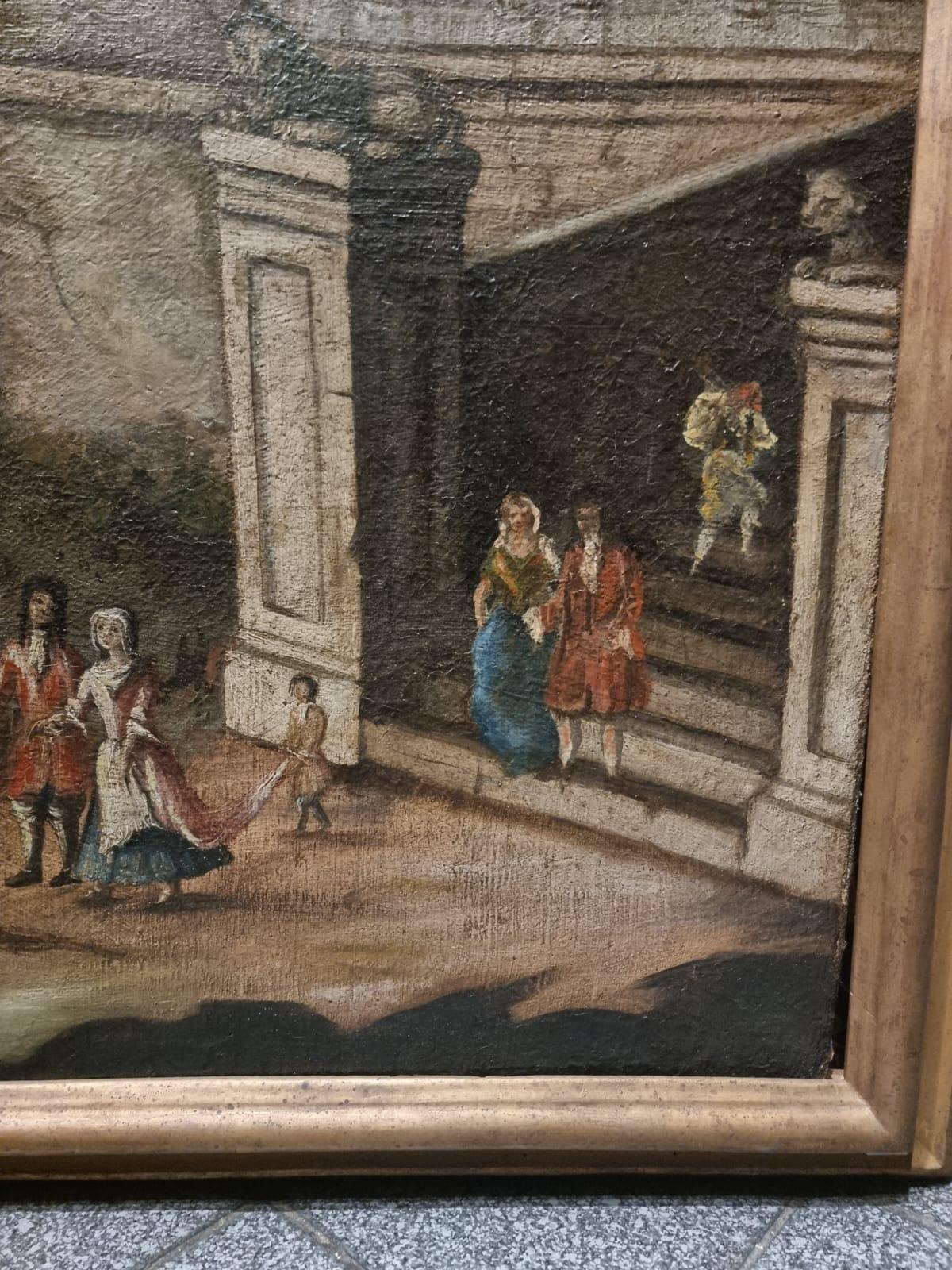 peinture à l'huile sur toile du 18e siècle représentant un paysage en vente 1