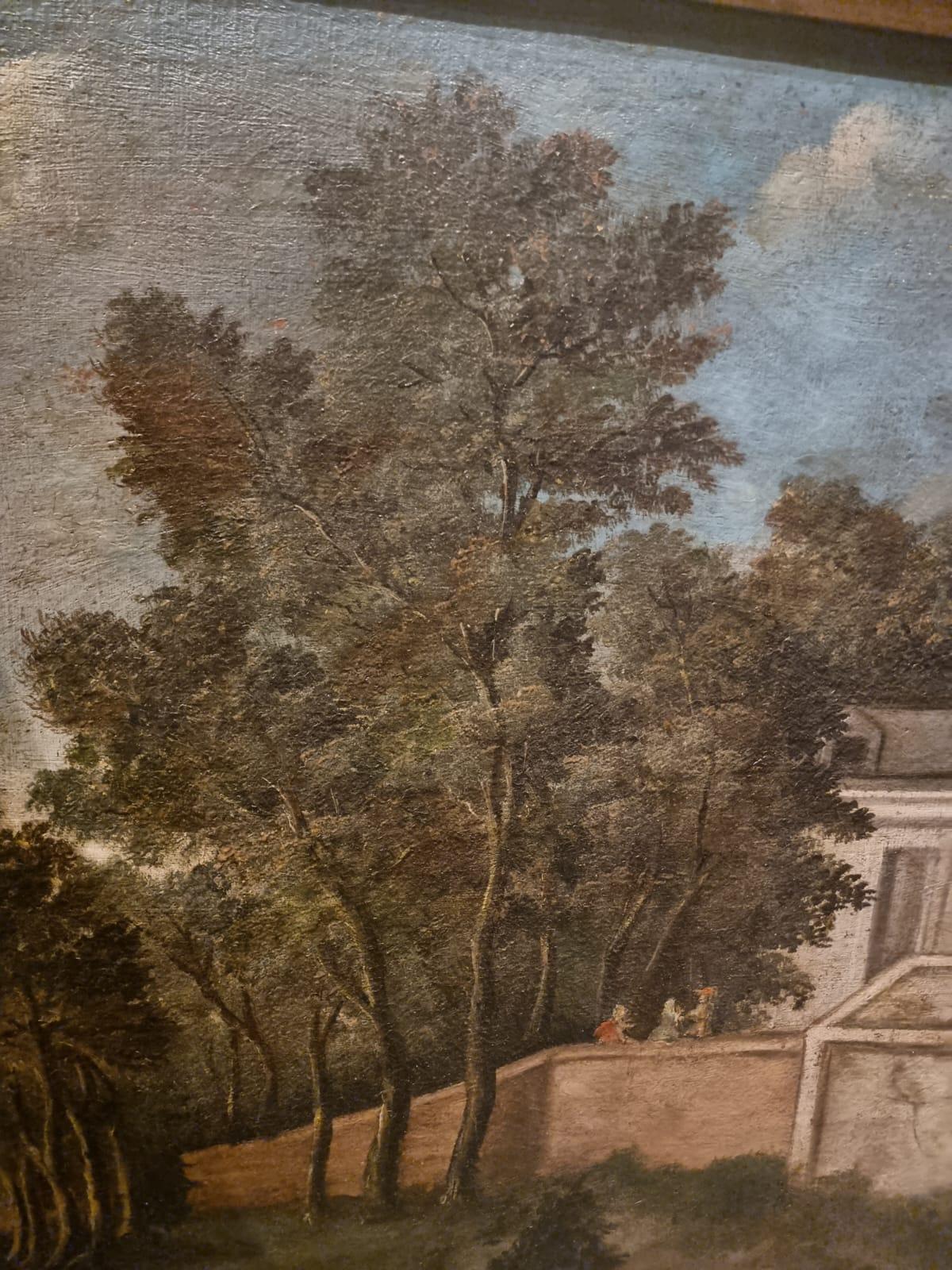 peinture à l'huile sur toile du 18e siècle représentant un paysage en vente 2