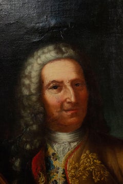 18th Century Oil Painting of English Gentleman in Gilt Frame, 49x39 in