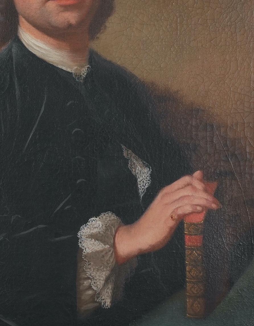 Francese Dipinto a olio del XVIII secolo Ritratto di Petrus Chevallier in vendita